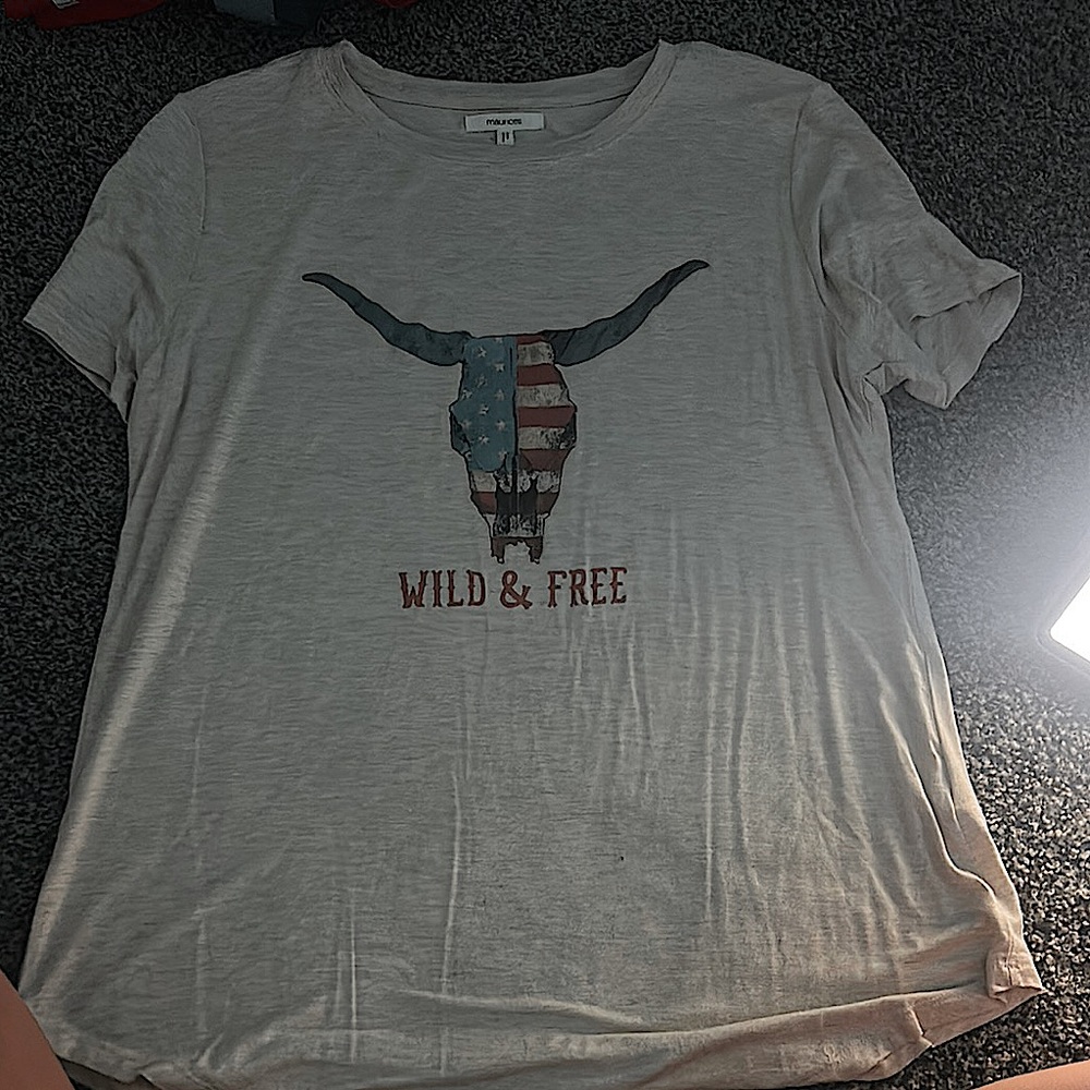 Maurices Gray 'Wild & Free' Short Sleeve Tee